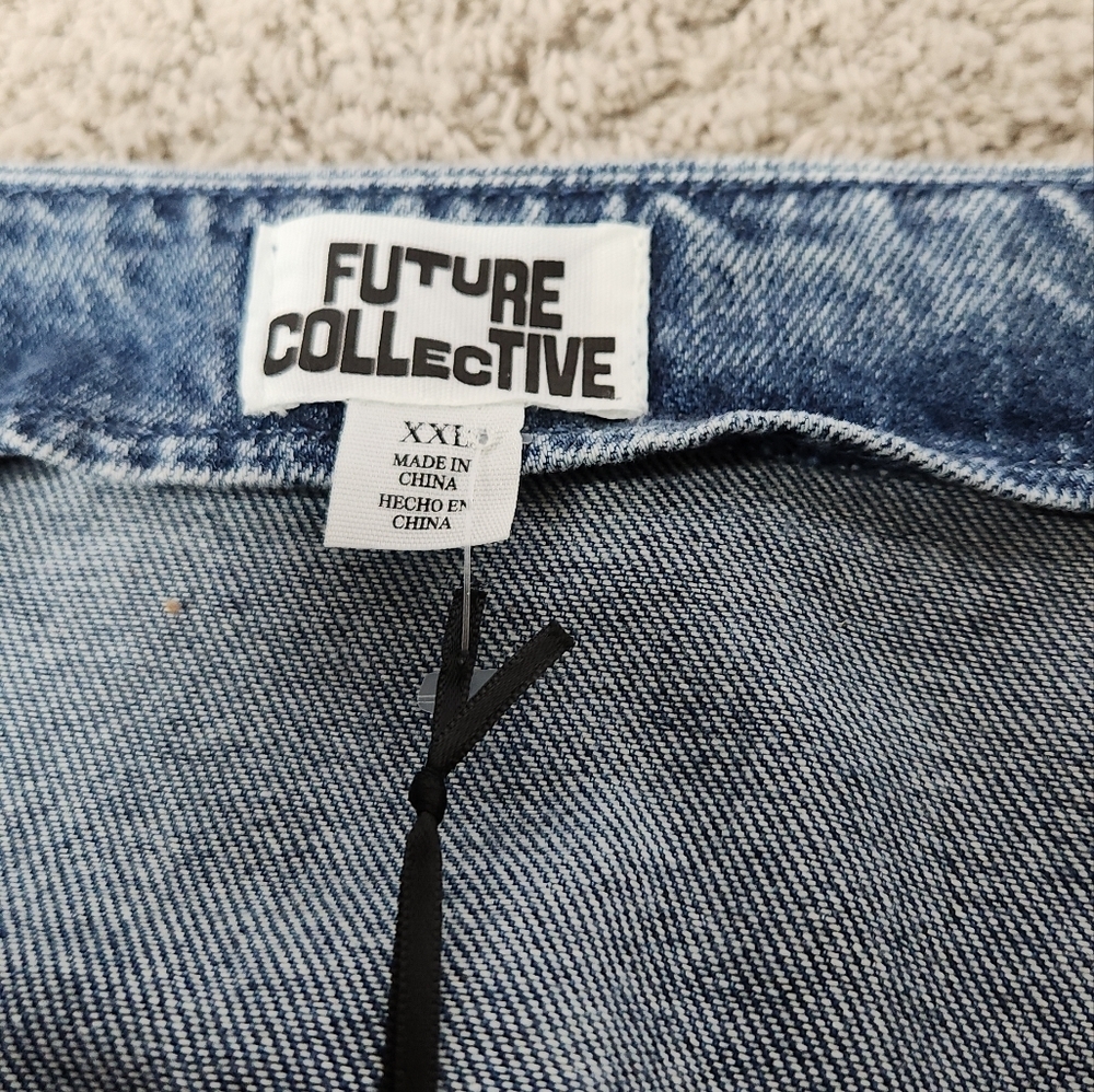 Women's Rosette Denim Mini Skirt - Future Collective Medium Wash XXL - Picture 9 of 13